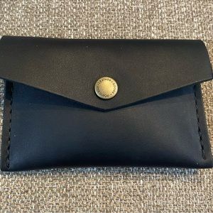 new portland leather • black mini envelope wallet